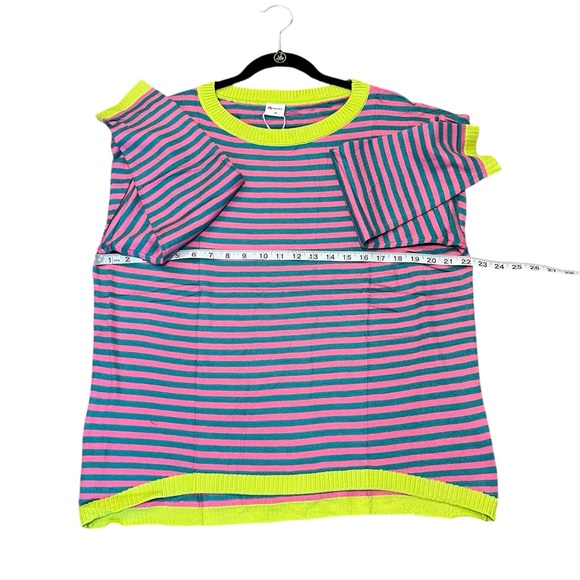 NWT Wiholl Striped Pink and Green Long Sleeve Sweater Oversized Medium - Picture 4 of 7